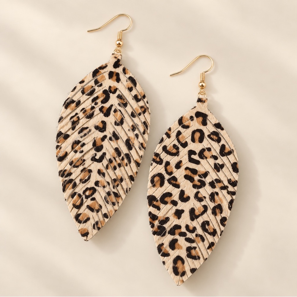 Leopard leather earrings